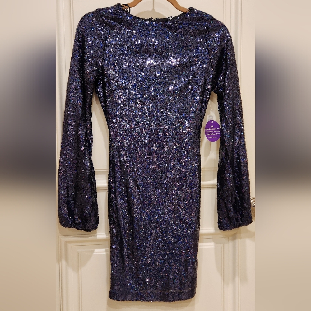 Windsor Elegant Blue Sequin Dress NWT